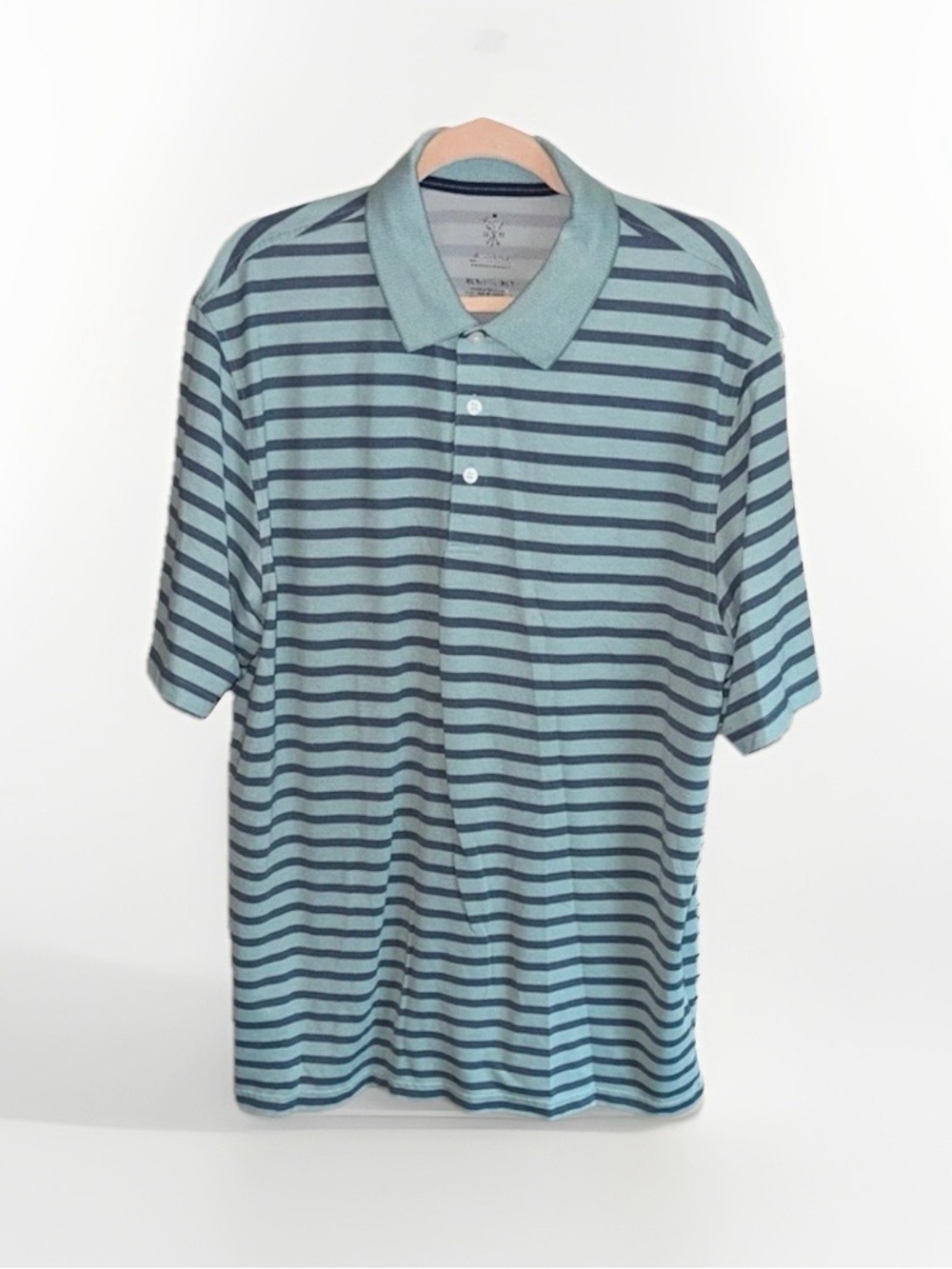 Arrow Men's Light Blue and Navy Striped Polo Shirt